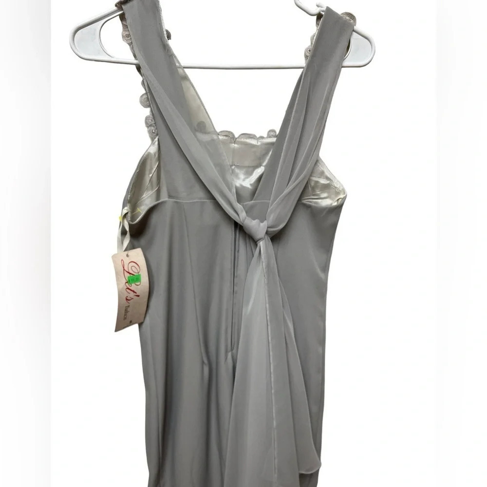 Let’s fashion Vintage Grey formal classy midi pencil floral dress - Picture 4 of 4